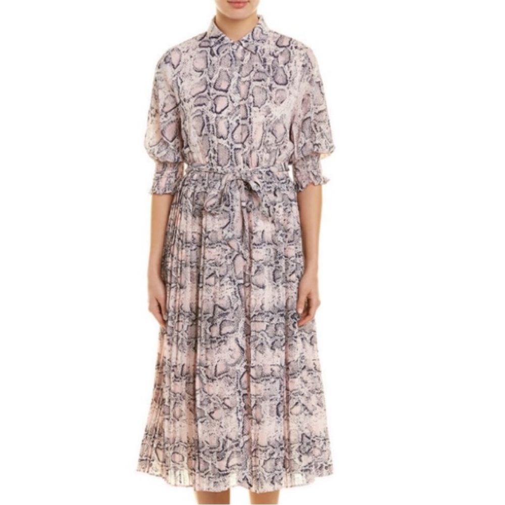 GRACIA pink animal print midi dress